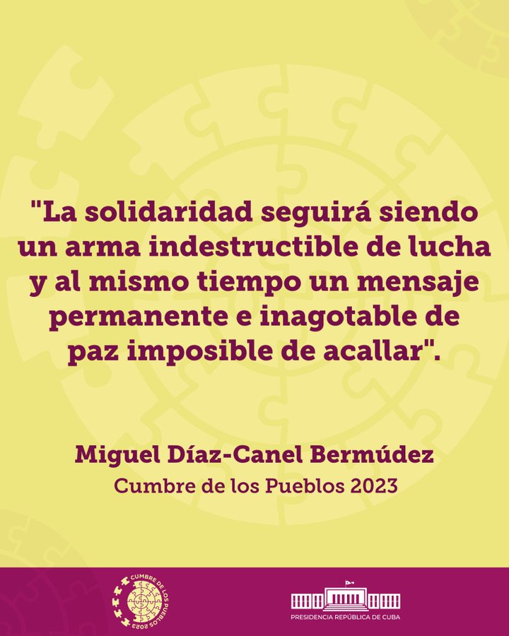Miguel Díaz Canel en la Cumbre de los Pueblos 2023 Miguel Díaz Canel en la Cumbre de los Pueblos 2023