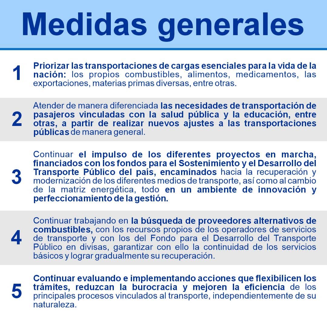 Medidas para el transporte